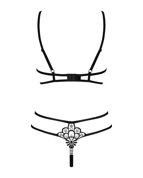 Эротический комплект из стреп Obsessive Badossa 2-pcs set L/XL, черный, с доступом, бюстгальтер, стр SO7218 фото