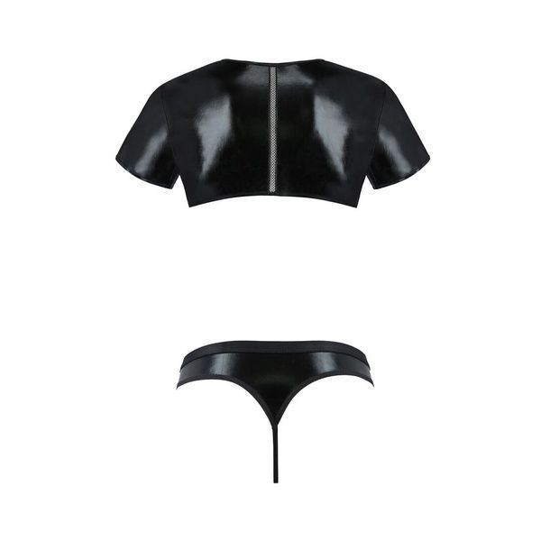 Комплект мужского белья под латекс Passion 057 SET PETER L/XL Black, кроп-топ, стринги SO7633 фото