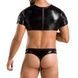 Комплект мужского белья под латекс Passion 057 SET PETER L/XL Black, кроп-топ, стринги SO7633 фото 2