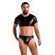 Комплект мужского белья под латекс Passion 057 SET PETER L/XL Black, кроп-топ, стринги SO7633 фото 3
