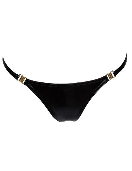 Трусики с мокрым эффектом Noir Handmade P008 Powerwetlook panty with gold clasp, XL, на застежках SX0174 фото