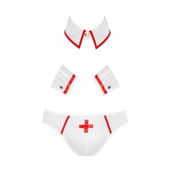 Комплект эротического мужского белья Passion 037 GREGORY XXL/XXXL White, трусы, воротник, манжеты SO7584 фото