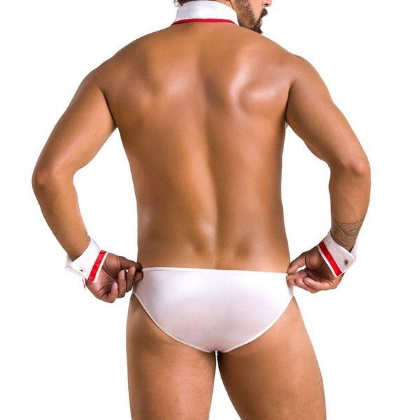 Комплект эротического мужского белья Passion 037 GREGORY XXL/XXXL White, трусы, воротник, манжеты SO7584 фото
