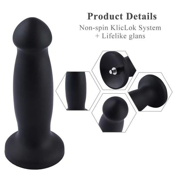 Силіконовий фалоімітатор для секс-машин Hismith 7.2" Black Silicone Anal Dildo, система KlicLok SX4007 фото