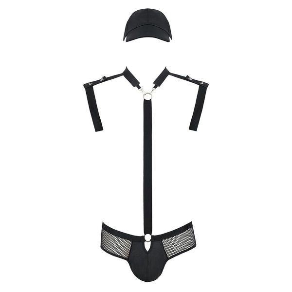 Комплект эротического мужского белья Passion 038 SET JOHN L/XL Black, боди, кепка SO7585 фото
