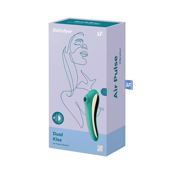 Вакуумный стимулятор с вибрацией Satisfyer Dual Kiss Green SO6116 фото