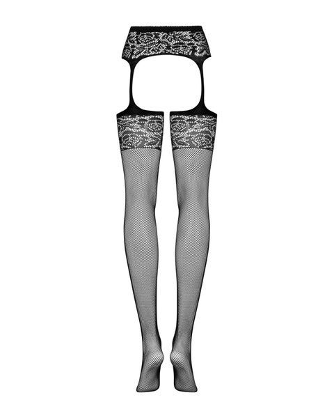 Сітчасті панчохи-стокінги з імітацією гартерів Obsessive Garter stockings S500S/M/L, чорні, з доступ SO7273 фото