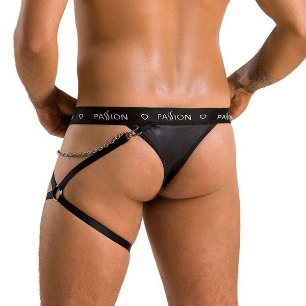 Мужские трусики танга с подвязкой Passion 058 THONG BILL XXL/XXXL Black SO7638 фото