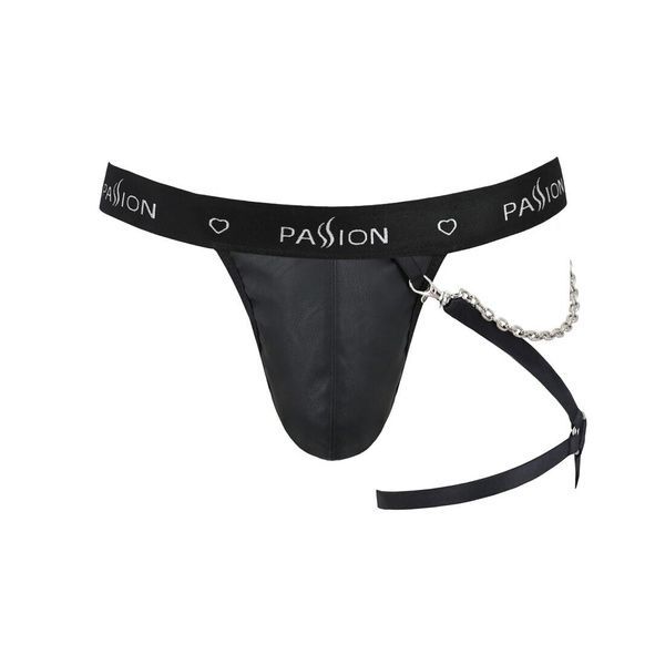 Мужские трусики танга с подвязкой Passion 058 THONG BILL XXL/XXXL Black SO7638 фото