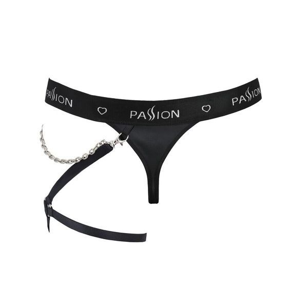 Мужские трусики танга с подвязкой Passion 058 THONG BILL XXL/XXXL Black SO7638 фото