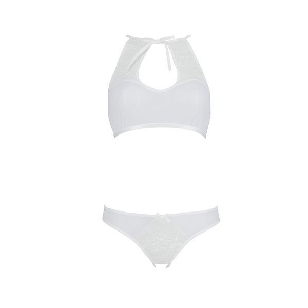 Комплект: бра, трусики з ажурним декором та відкритим кроком URSULA SET L/XL, white SO5844 фото