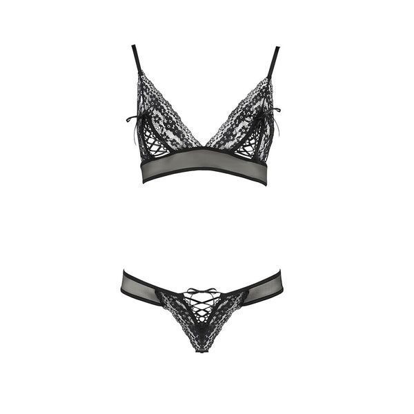 Комплект белья Passion ERZA SET XXL/XXXL, black, лиф и трусики PS26012 фото
