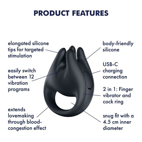 Вібратор на палець та ерекційне кільце 2в1 Satisfyer Perfect Pair 1 SX4229 фото