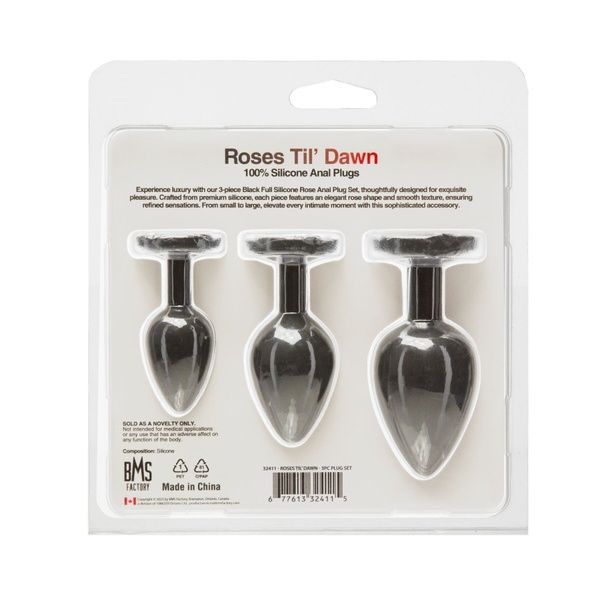 Набір силіконових анальних пробок BMS Roses Til&rsquo; Dawn Silicone Anal Plug Kit Starter Kit Black SX3150 фото