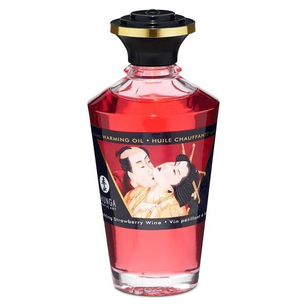 Розігрівальна олія Shunga Aphrodisiac Warming Oil &ndash; Sparkling Strawberry Wine (100 мл) без цукру SO2497 фото