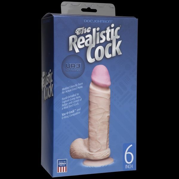 Фаллоимитатор Doc Johnson The Realistic Cock 6 inch White - ULTRASKYN, Vack-U-Lock, диаметр 4,3см SO1550 фото