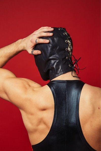 Закрытый кожаный капюшон D&A Deprivation mask Leather SO9560 фото