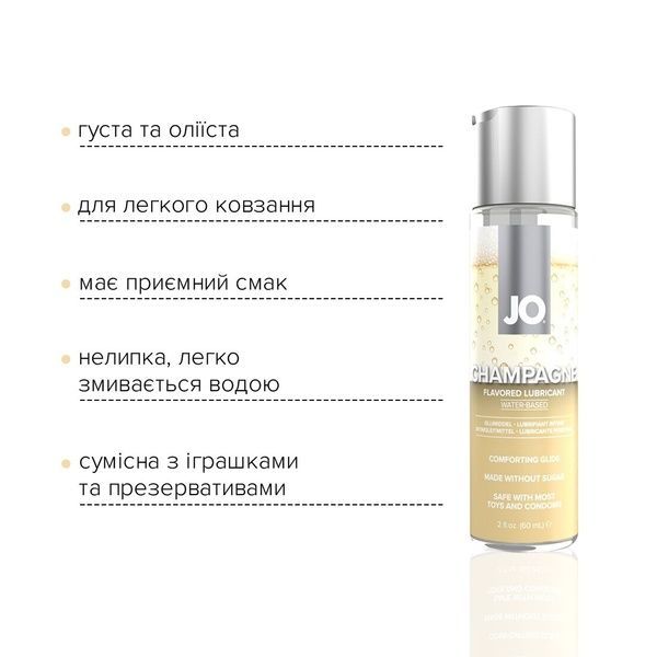 Розпродаж!!! Змазка на водній основі JO Champagne (60 мл) (термін 07025) SO7023-R фото