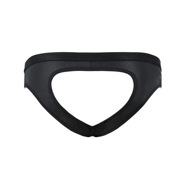 Мужские слипы с вырезами Passion 041 SLIP JOE L/XL Black, экокожа, открытые ягодицы SO7594 фото
