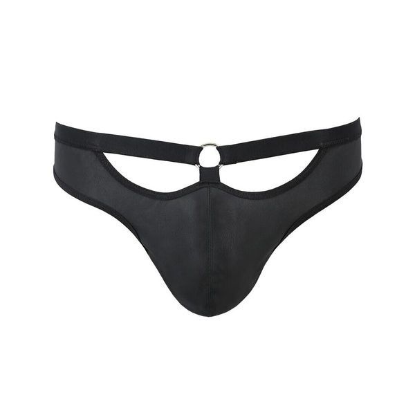 Мужские слипы с вырезами Passion 041 SLIP JOE L/XL Black, экокожа, открытые ягодицы SO7594 фото