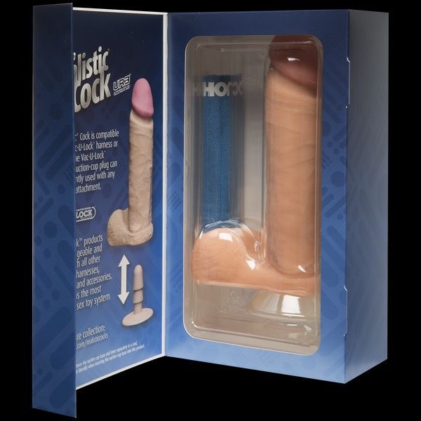 Фалоімітатор Doc Johnson The Realistic Cock 8 inch White - ULTRASKYN, Vack-U-Lock, діаметр 5,1 см SO1551 фото