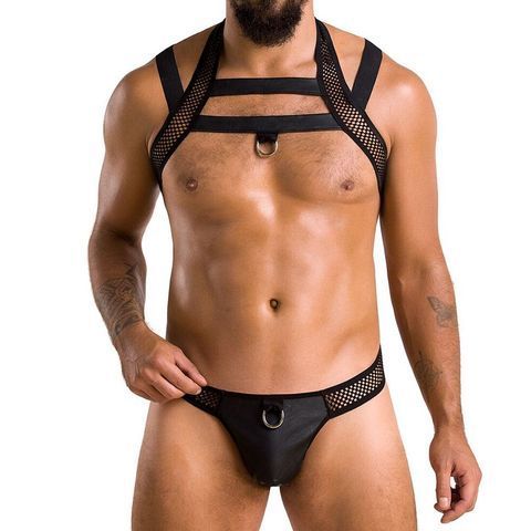Комплект мужского белья с креплениями Passion 043 JACOB L/XL Black, трусы, шлейка SO7600 фото