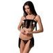 Комплект білизни Passion Exclusive KASSANDRA SET OpenBra 2XL/3XL black, ліф, трусики-спідниця PS26303 фото 1