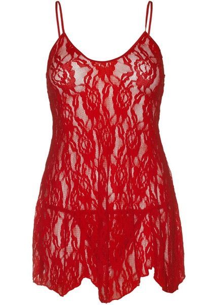 Сорочка беби-долл Leg Avenue Rose Lace Flair Chemise Red, One Size SO9101 фото