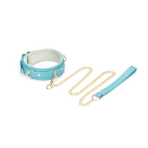 Нашийник з повідцем Liebe Seele Blue Lamb Leather Collar with Velvet Lining SX4843 фото