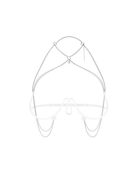 Прикраса на тіло Obsessive Lustique White harness bra S/M/L SX3113 фото