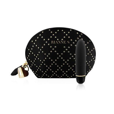 Вибропуля RIANNE S &ndash; Classique Vibe мини-вибратор на 7 режимов, чехол-косметичка Stud Black SO3860 фото